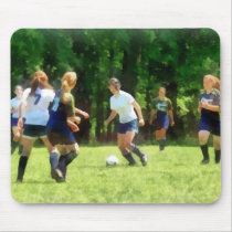 Girls Playing Soccer mousepads