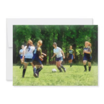Girls Playing Soccer invitations