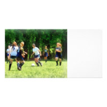 Girls Playing Soccer photo cards
