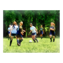 Girls Playing Soccer Poster