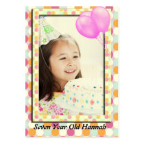 Girls Polka Dot Birthday Photo Card business cards