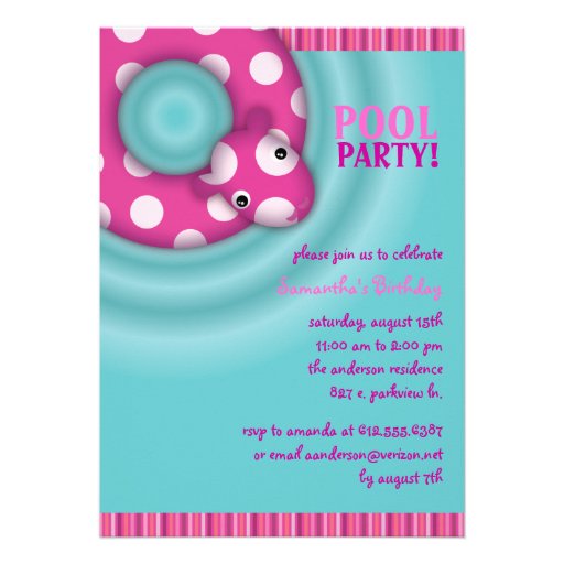 Girl's Pool Party Invitation