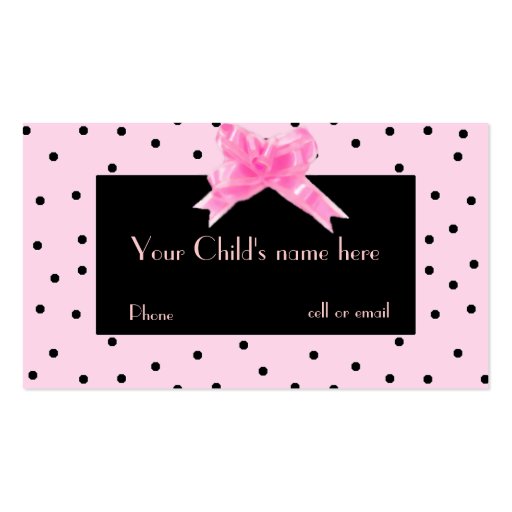 Girl's Pretty In Pink calling card Business Cards (front side)