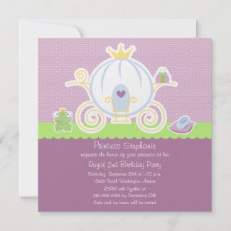 Girl's princess birthday party carriage invitation invitation