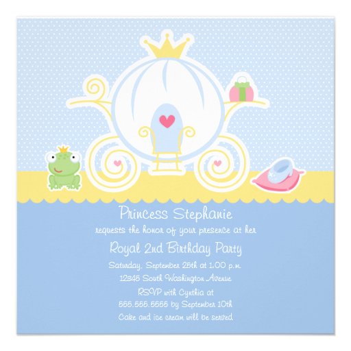 Girl's princess birthday party carriage invitation