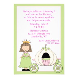 Girl's Princess & Coach Birthday Party Invitation