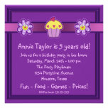 Girls Purple Cupcake Birthday Party Personalized Invitations