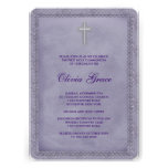 Girls Purple First Communion Invitation