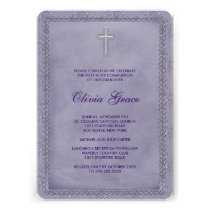 Girls Purple First Communion Invitation invitations