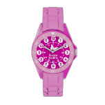 Girls purple, pink, white full name wrist watch at Zazzle