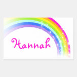 Girls rainbow name white pink id label sticker