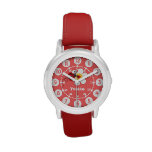 Girls red ladybug, white name wrist watch at Zazzle