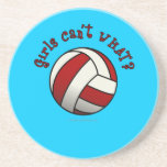 Girls Red Volleyball Beverage Coaster