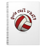 Girls Red Volleyball Notebooks