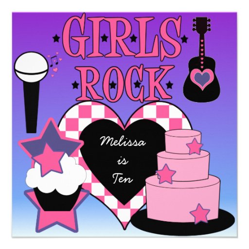 Girls Rock Birthday Invitation