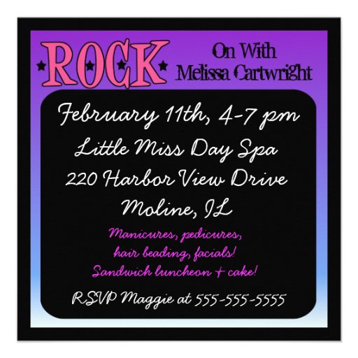 Girls Rock Birthday Invitation