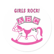 Girls Rock Round Stickers