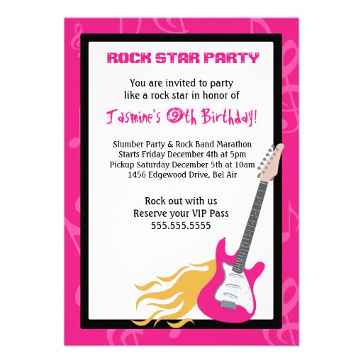 GIRLS ROCKER GUITAR HERO Birthday Party Invitation