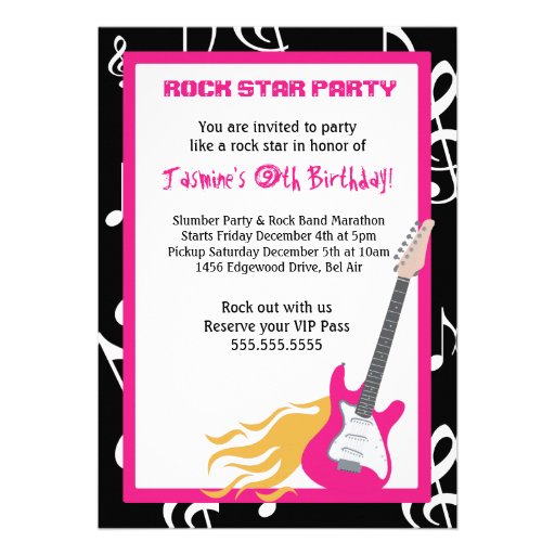 GIRLS ROCKER GUITAR HERO Birthday Party Invitation