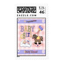 Girls Rocking Horse Postage Stamps