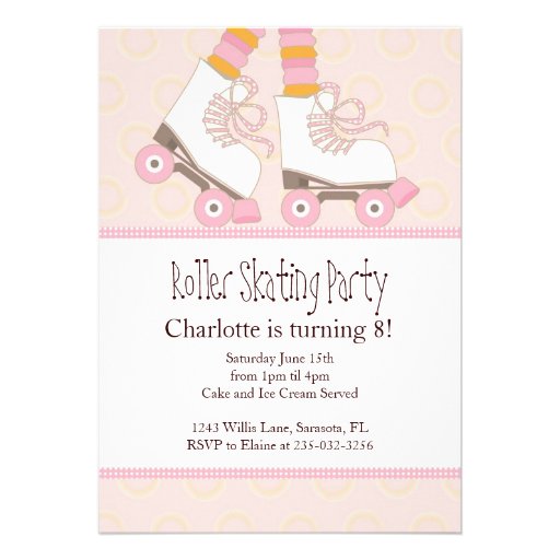 Girls Roller Skating Themed Party Invitations