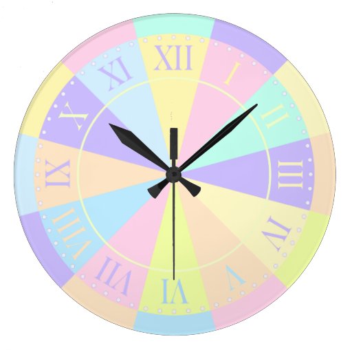 Girl's Room Pretty Pastel Pink and Purple Round Wall Clocks