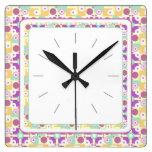 Girl's Room Retro Pink Purple Polka Dots Clock