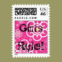 Girls Rule Pink & Black postage