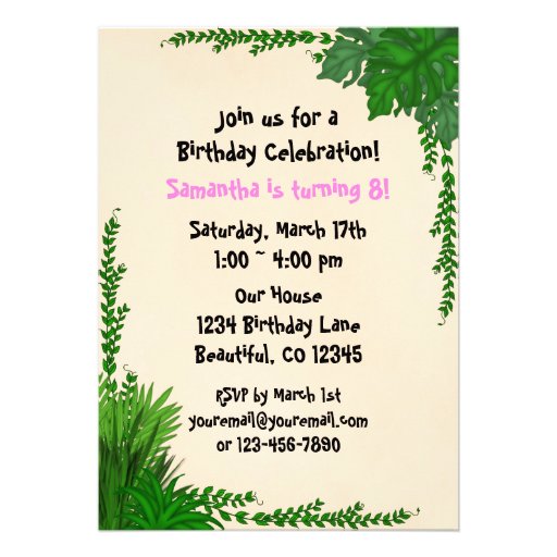 Girls Safari Giraffe Birthday Party Invitation