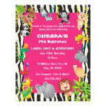 Girl's Safari Theme - Kid's Birthday Party Invites