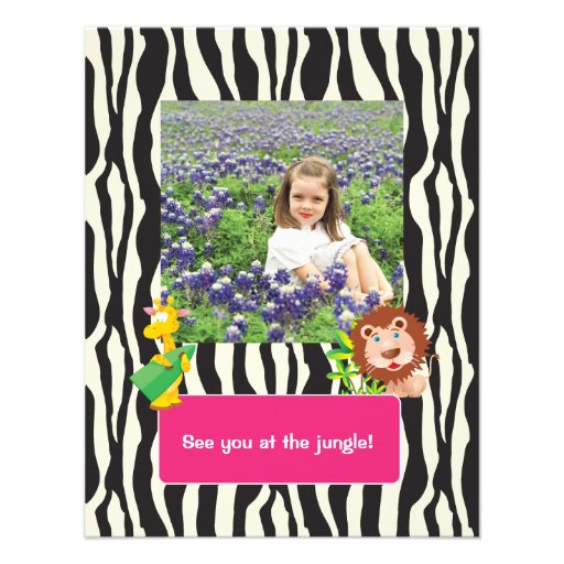 Girl's Safari Theme - Kid's Birthday Party Invites