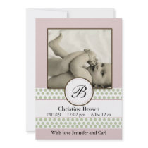 Girls Sage Dots Birth Announcement invitations by bwmedia Girls Sage Dots Birth Announcement invitations