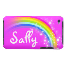 Girls short name rainbow pink kids ipod touch case at Zazzle