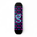 Girls Skate Too! - Black Skateboard -(blue & pink)
