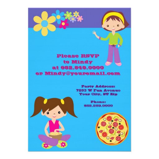 Girls Sleepover Pajama Slumber Party Invitation
