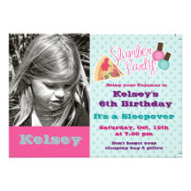 Girls Sleepover Pajama Slumber Party Invitation