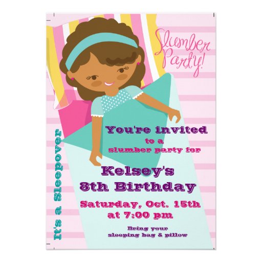 Girls Sleepover Pajama Slumber Party Invitation
