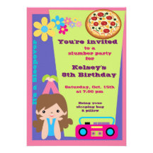 Girls Sleepover Pajama Slumber Party Invitation
