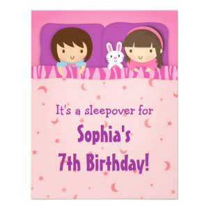 Girls Sleepover Slumber Birthday Party invitations
