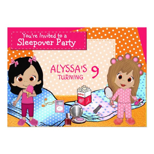 Girls Slumber Party Announcements (front side)