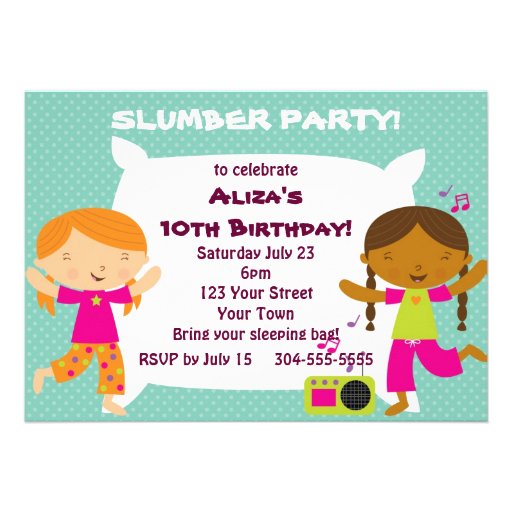 Girls Slumber Party Invites (front side)