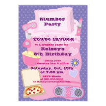 Girls Slumber Party Sleepover Pajama Invitation