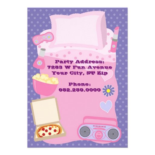 Girls Slumber Party Sleepover Pajama Invitation