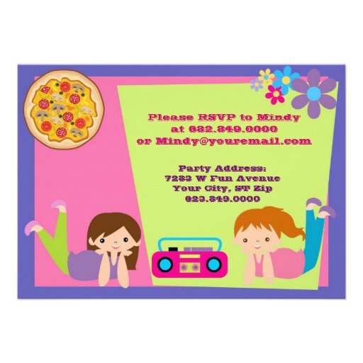 Girls Slumber Party Sleepover Pajama Invitation