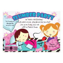 Girls slumber Sleepover Party invitation invitations