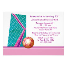 Girl's Soccer - Birthday Party  Invitation