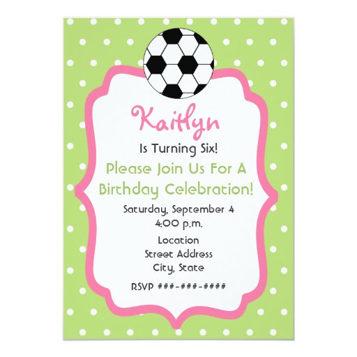 Girl's Soccer Birthday Party Invitation Zazzle