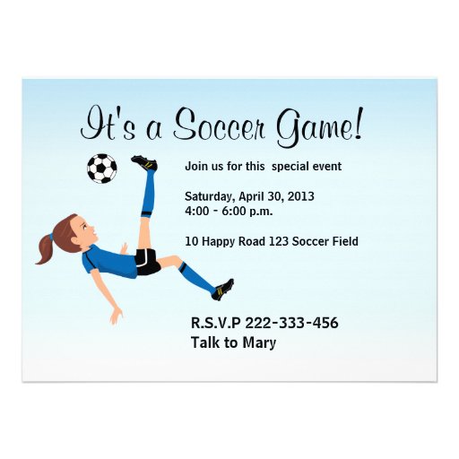 Girl's Soccer Invitation with Illustration