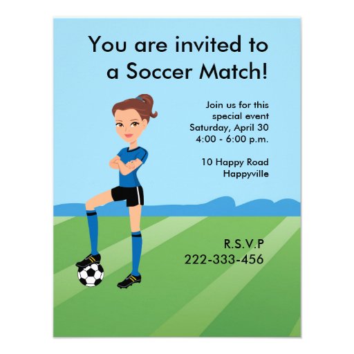 Girl's Soccer Player Personalized Personalized Invite