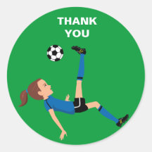 Girl's Soccer Thank You Sticker